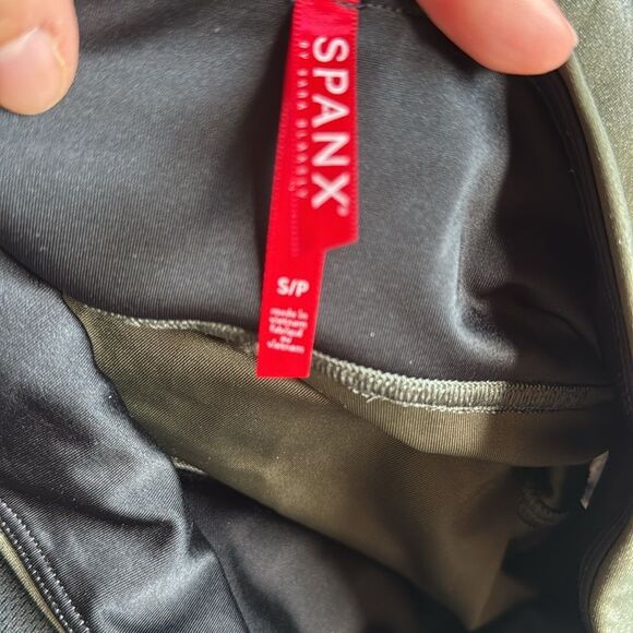 Spanx Leggings Olive Green Faux Leather Stretch S - Picture 5 of 5